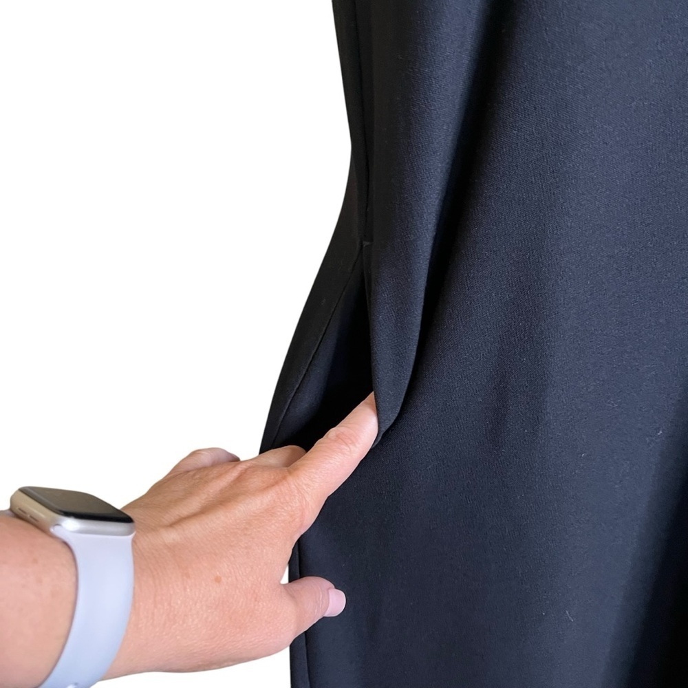 Eileen Fisher Maxi Dress Size XS Black Minimalist Cap Sleeve Crewneck Pockets - Picture 5 of 9